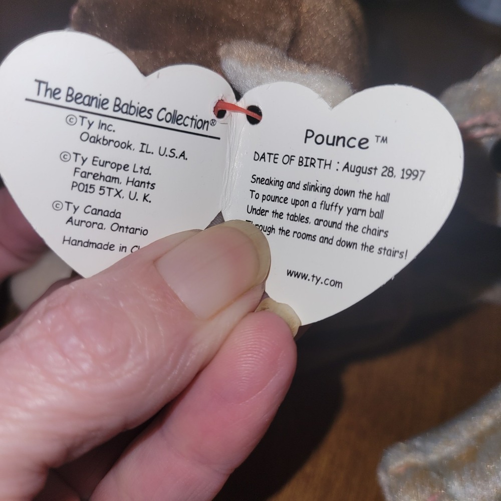 Ty Beanie Baby Pounce 1997 & Scat 1998 Cat Lot w Tags Vintage Plush - Picture 7 of 12